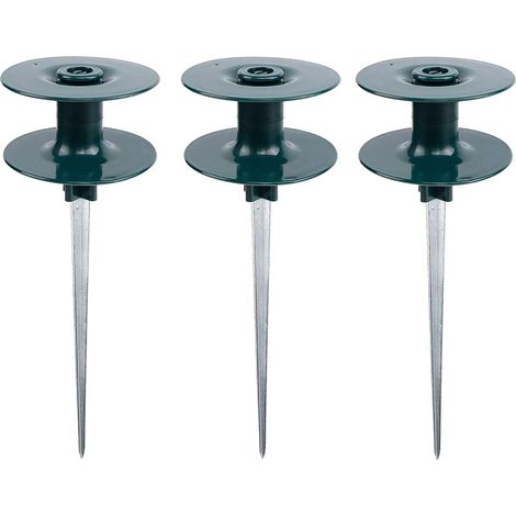 Lot de 3 guides de tuyau d'arrosage, en zinc antirouille robuste avec piquet en métal vert foncé pour arrosage, guides de tuyaux d'eau, guide sur piquet en zinc (1/5)