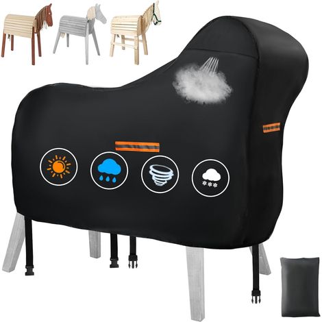 Waterproof Wooden Horse Cover Outdoor Oxford 420D Universal Garden Horse Cover with 2 Windproof Buckles and 4 Reflective Strips (1/5)