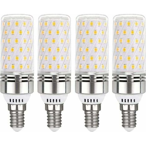 E14 LED-Lampe, 12 W, Kaltweiß (6000 K), 1450 lm, entspricht 100 W Halogenlampe (E14), 360° Abstrahlwinkel, 220 V Wechselstrom, E14 LED-Lampe für Innenbeleuchtung, nicht dimmbar, 4er-Pack