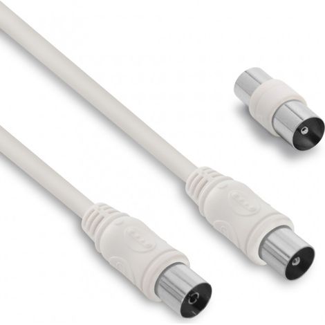 Câble TV coaxial 9,52 mm mâle/fem.+adaptateur mâle/mâle 2 m (1/2)