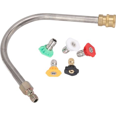 Rallonge pour nettoyeur haute pression, acier inoxydable, laiton, 4000 psi, 1/4 pouce, raccord rapide, nettoyeur haute pression, barre coudée, lance de rechange, en forme de U avec 5 buses