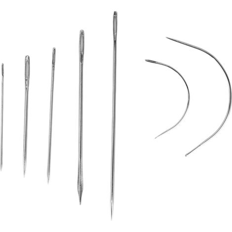 Lot de 10 aiguilles à coudre en acier au carbone de différentes tailles, outil de couture à la main pour tapis et cuir. (1/5)