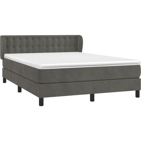 Sommier à lattes de lit et matelas Gris foncé 140x190cm Velours vidaXL (1/5)