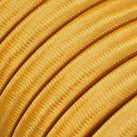 Creative-Cables, Cavo elettrico piatto per catenaria, Oro, 1 m, Rivestito in tessuto effetto seta