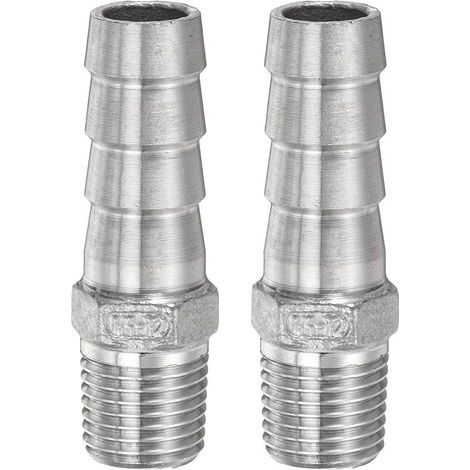 Stück Edelstahl-Schlauchverbinder mit Widerhaken, 0,5" (12 mm), Widerhaken x 1/4" Außengewinde, Schlauchverbinder für Luftschläuche, Kupplungsgewinde, Adapter für Wasser- und Kraftstoffschläuche (1/5)