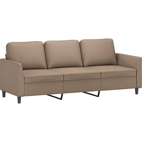 Divano a 3 Posti Sofa Cappuccino 180 cm in Similpelle (1/5)