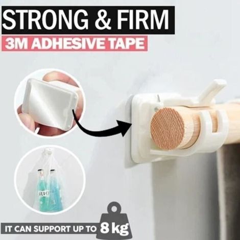 Lot de 6 Support de fixation mural pour Tringle à rideaux Crochet Mural Auto-adhésifs Tringle à Serviette Fixation sans Per,de09776 (1/4)