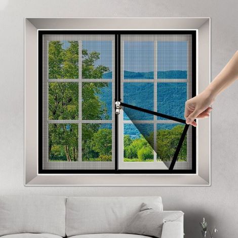 1 Moustiquaire 120x120 cm Noir,Fermeture éclair,Fixation auto agrippante,Fenêtre,Intérieur Extérieur (1/5)
