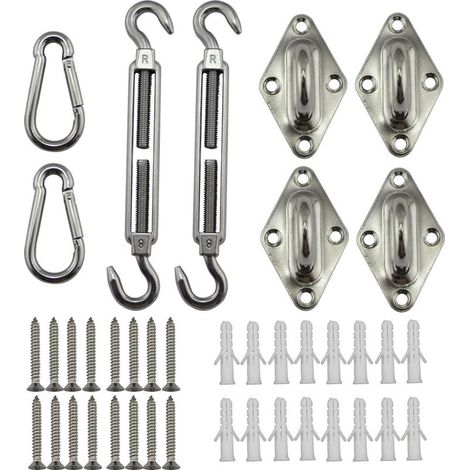 Kit di montaggio per vele parasole, 12,7 cm, in acciaio inox 304, per vele parasole da giardino rettangolari e triangolari, accessori di montaggio robusti per vele parasole (1/5)