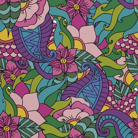 Tela decorativa para exteriores Oxford - Motivo floral étnico I DX140 (1/5)