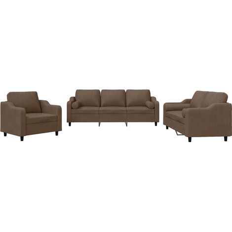 Maison Exclusive - Set di Divani 3 pz con Cuscini Marrone in Tessuto (1/5)