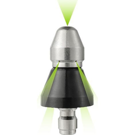 5000 PSI Edelstahl 1 Frontdüse und 6 Rückwärtsdüsen Kanalreiniger Hochdruckdüse mit 6,35 mm Schnellanschluss für Hochdruck-Abflussreiniger (1 Stück) (1/5)