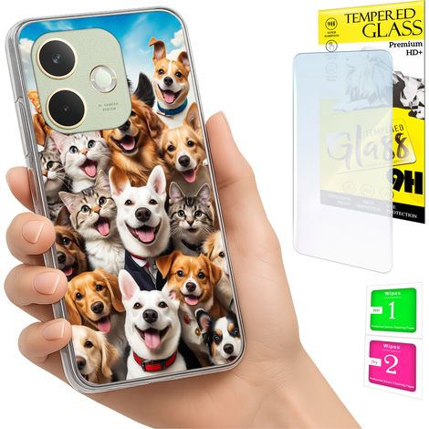 Funda para Oppo A5 Pro Photo con cubierta trasera y gráficos de perros + cristal 9H (1/5)