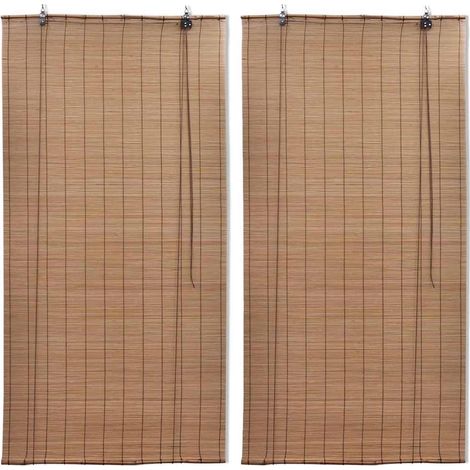Stores roulants en bambou 2 pcs 100x160 cm Marron (1/5)