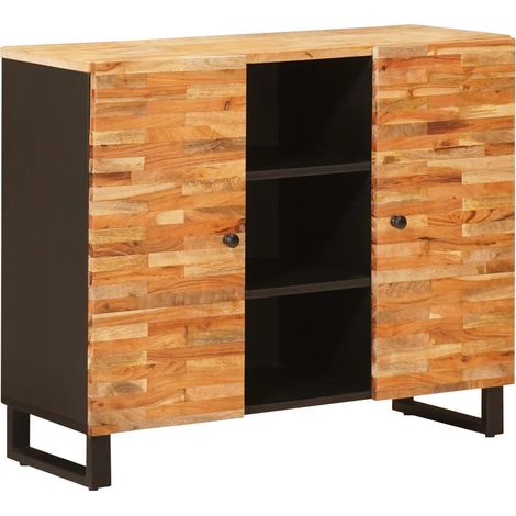 Seitenschrank mit Tür Braun 90 x 33 x 75 cm Massivholz Mango vidaXL