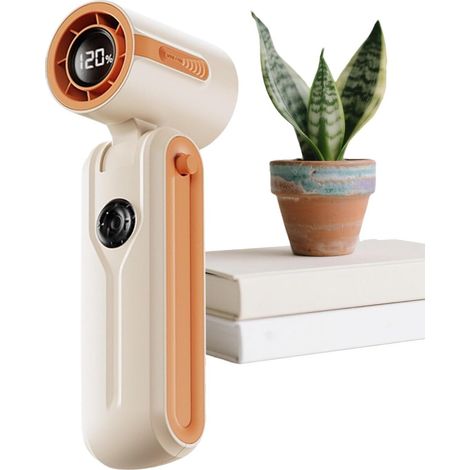 JSSEVN - Ventilador portátil recargable por USB, plegable y con pantalla digital. Ventilador personal de mano para la oficina, la escuela, viajes, desplazamientos y paseos. (1/5)
