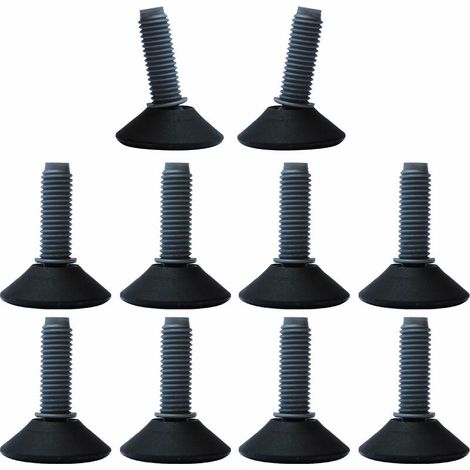 – Lot de 10 pieds niveleurs réglables M10 x 30mm – Charge max 150kg – Base Ø 40mm – Pour environnements corrosifs et sanitaires (1/2)