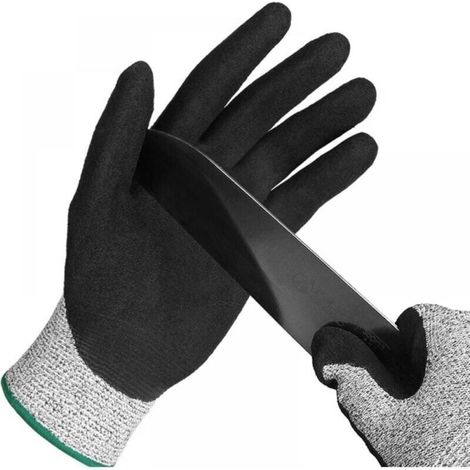 (L) Gants résistants aux coupures, gants à huîtres, protection adaptée aux gants de travail pour la découpe d'huîtres, la découpe de viande, le jardinage et la sculpture (1/3)