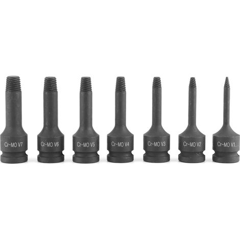 7-teiliges Set 1/2 Zoll 12,5 mm Vierkant-Schraubenausdreher für beschädigte Schrauben, Gewindeabrutschen, abgebrochene Bolzen, einfaches Ausdrehwerkzeug (1/5)