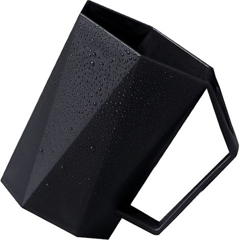 Gobelet à brosse à dents géométrique portable 400 ml en plastique noir, simple et élégant, idéal pour la maison et les voyages. (1/4)