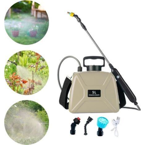 Pulvérisateur à Pompe électrique, pulvérisateur de Jardin Portable, par USB, 5L, Sangles réglables, pulvérisateur d'eau pour Le Bain des, Jaune Sable