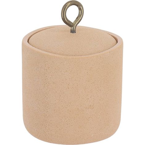 Caja de algodón redonda de aspecto bruto de polirresina - ocre - Tendance (1/5)