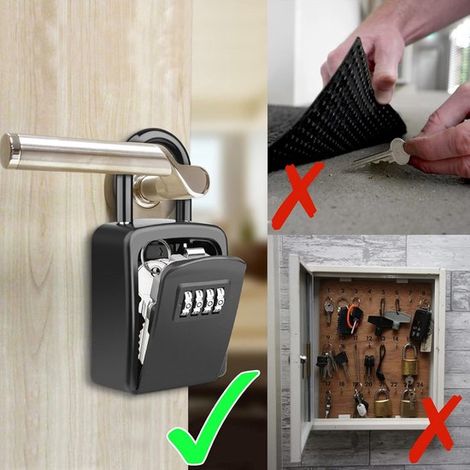 Caja fuerte para llaves de exterior/interior，Caja fuerte pequeña con código，Armario para llaves，Almacenamiento central de llaves，Gris (1/5)