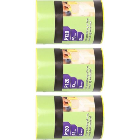 Rouleau de papier abrasif 120 grains, 3 rouleaux feuille abrasive pour ponçage polissage outil de menuiserie (1/5)