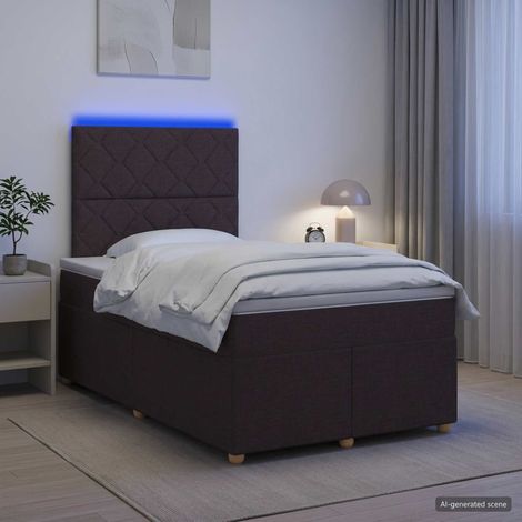 vidaXL Cama box spring con colchón Marrón Oscuro 120 x 200 cm Tela (1/5)