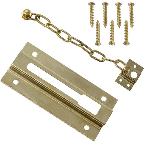 1 - Chaîne de sécurité - Verrou entrebâilleur - Protection porte entrée - Acier - Laiton - 90 mm (1/5)