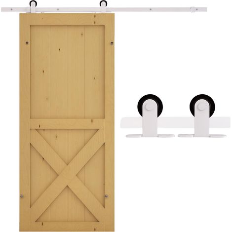 Kit de rail pour porte coulissante, roulettes silencieuses, gain de place, acier au carbone, blanc, 183 cm