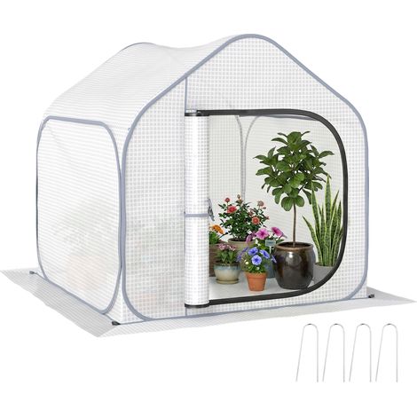 White Steel and Polyethylene Garden Greenhouse 150 x 148 cm (1/5)