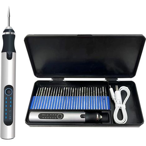 Penna per incisione elettrica, mini incisore elettrico fai da te, mini penna per incisione ricaricabile tramite USB, penna per incisione multifunzionale, per gioielli, metallo, vetro, pietra, plastica (1/4)