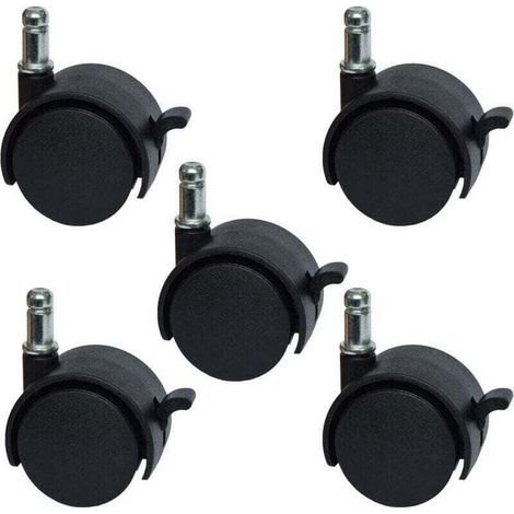 Roulettes de rechange pour chaise de bureau ou tabouret de 5,1 cm - avec frein (lot de 5) (1/4)