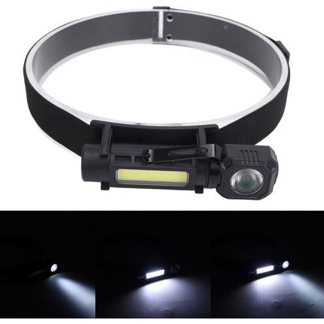 Lampe frontale LED rechargeable par USB 300LM avec 4 modes lampe frontale étanche IPX4 pour l'extérieur, le camping, la randonnée, la course à pied et la survie,DUBUNS