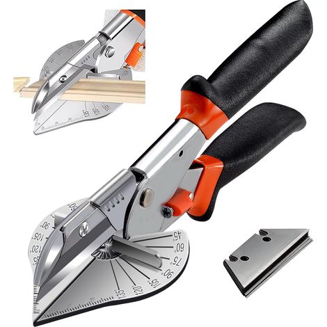 Tijeras ingleteadoras con ángulo de 45° a 135°, multifunción para canaletas, herramienta de corte de cuarto de círculo para cortar tuberías de PVC, corcho, ramas y cables. Incluye 2 hojas de repuesto.