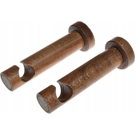 Soporte individual de madera para barra de cortina, diámetro 20 mm, roble, 2 unidades. (1/5)