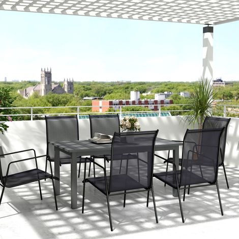 Table de jardin extensible en aluminium 160/220x90 cm grise pour 6 à 8 personnes OKWISH (1/5)