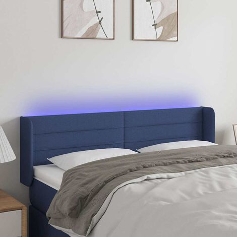 vidaXL Cabecero con LED de tela azul 147x16x78/88 cm (1/5)