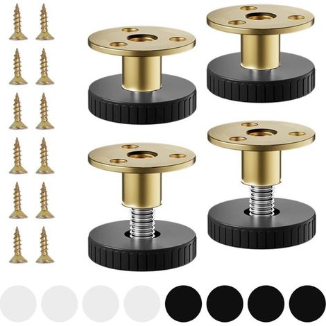 Lot de 4 Pieds de table réglables  33‑40 mm, vérins de meuble avec tampon anti‑rayures, accessoires de montage inclus, pour tables et meubles (1/4)