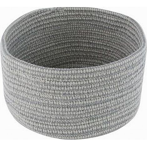 Trade Shop - Cestino Portaoggetti Cesto Tessuto Intrecciato Grigio Tondo Casa 21x12.5cm 10645 - (1/2)