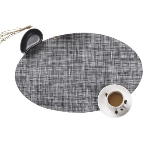 Ensemble de 4 sets de table ovales, tissés thermo-résistants et antidérapants, pour table de cuisine ou salle à manger. Dimensions : 45,7 cm x 30,5 cm. (1/3)
