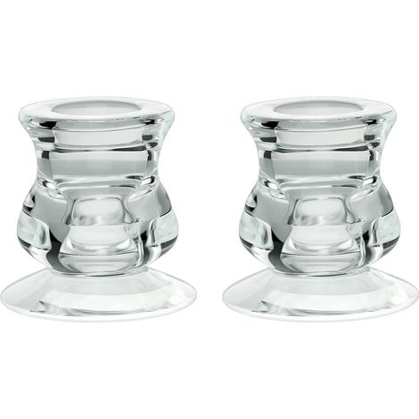 Bougeoirs en verre transparent, lot de 2, bougeoirs colonnes pour décoration intérieure, idéal pour un mariage ou une cérémonie. (1/5)