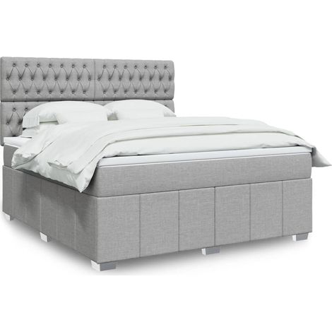 Boxspringbett mit Matratze Hellgrau 180x200 cm Stoff vidaXL
