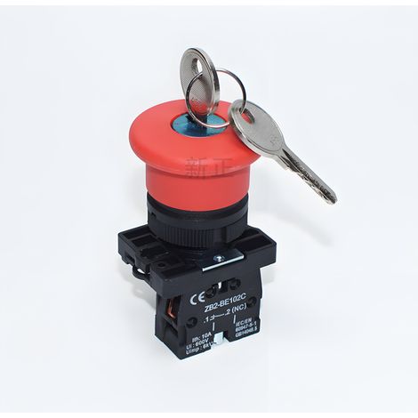 Interrupteur d'arrêt d'urgence à clé plastique XB2-ES142, interrupteur d'alimentation, arrêt d'urgence