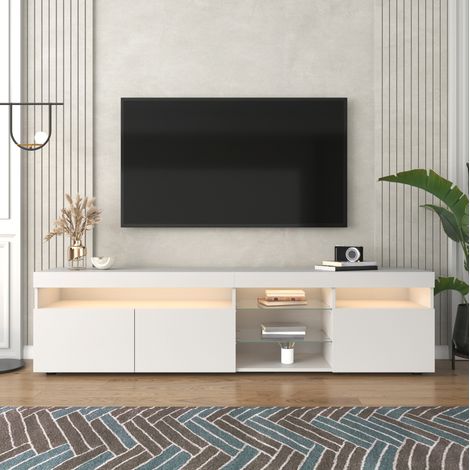 Mueble TV blanco con LED y brillo para salón OKMYHOME (1/5)