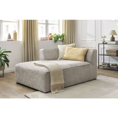 BOBOCHIC - Méridienne pour canapé modulable MEGEVE tissu texturé Angle gauche Beige (1/5)