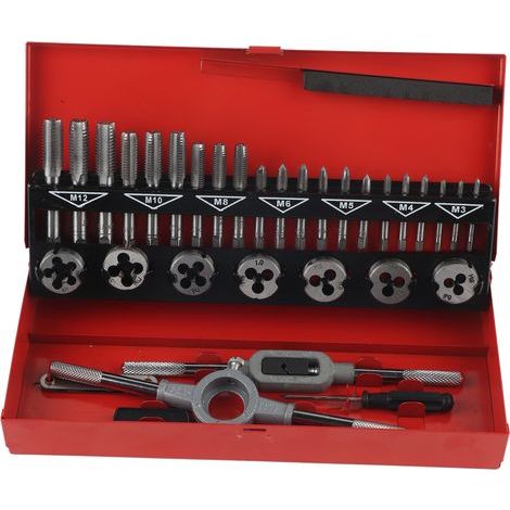 32 Pièces/Set de Tarauds et Filières pour Réparer les Filetages avec Sac de Rangement (1/5)