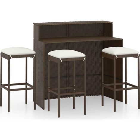 Maison Exclusive - Set Bar da Giardino 4 pz con Cuscini Marrone (1/5)