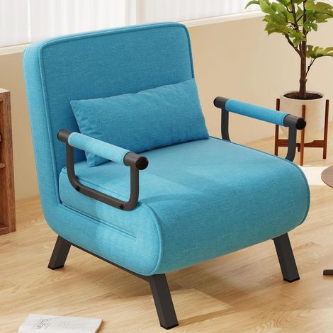 4-in-1 Schlafsessel Blau, faltbares Schlafsofa mit Bettfunktion, platzsparendes Gästebett (1/5)